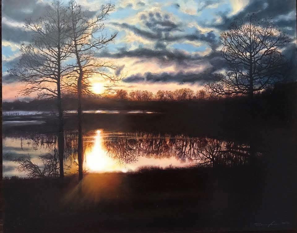 Duck Creek Sunset — Oil on Steel Panel by MJ Thiffault